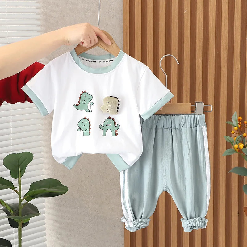 New Summer Baby Girl Clothes Suit Children Boys Cartoon T-Shirt Shorts 2Pcs/Sets Toddler Casual Cotton Costume Kids Tracksuits