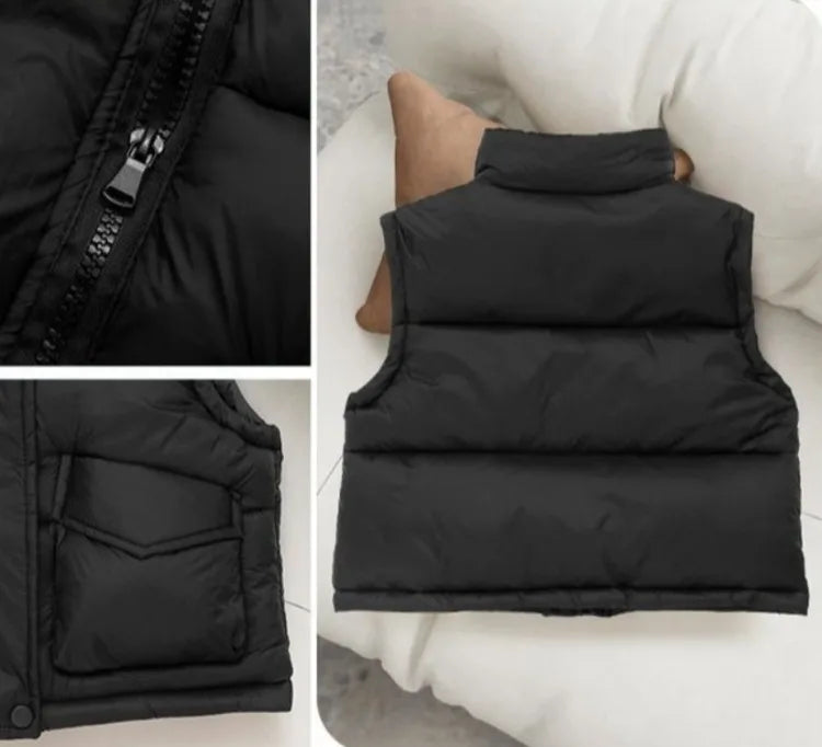 Autumn Winter New Kids' Korean Style Thickened Cotton Vest for Medium Large Children Students Fashion Outerwear Jacket