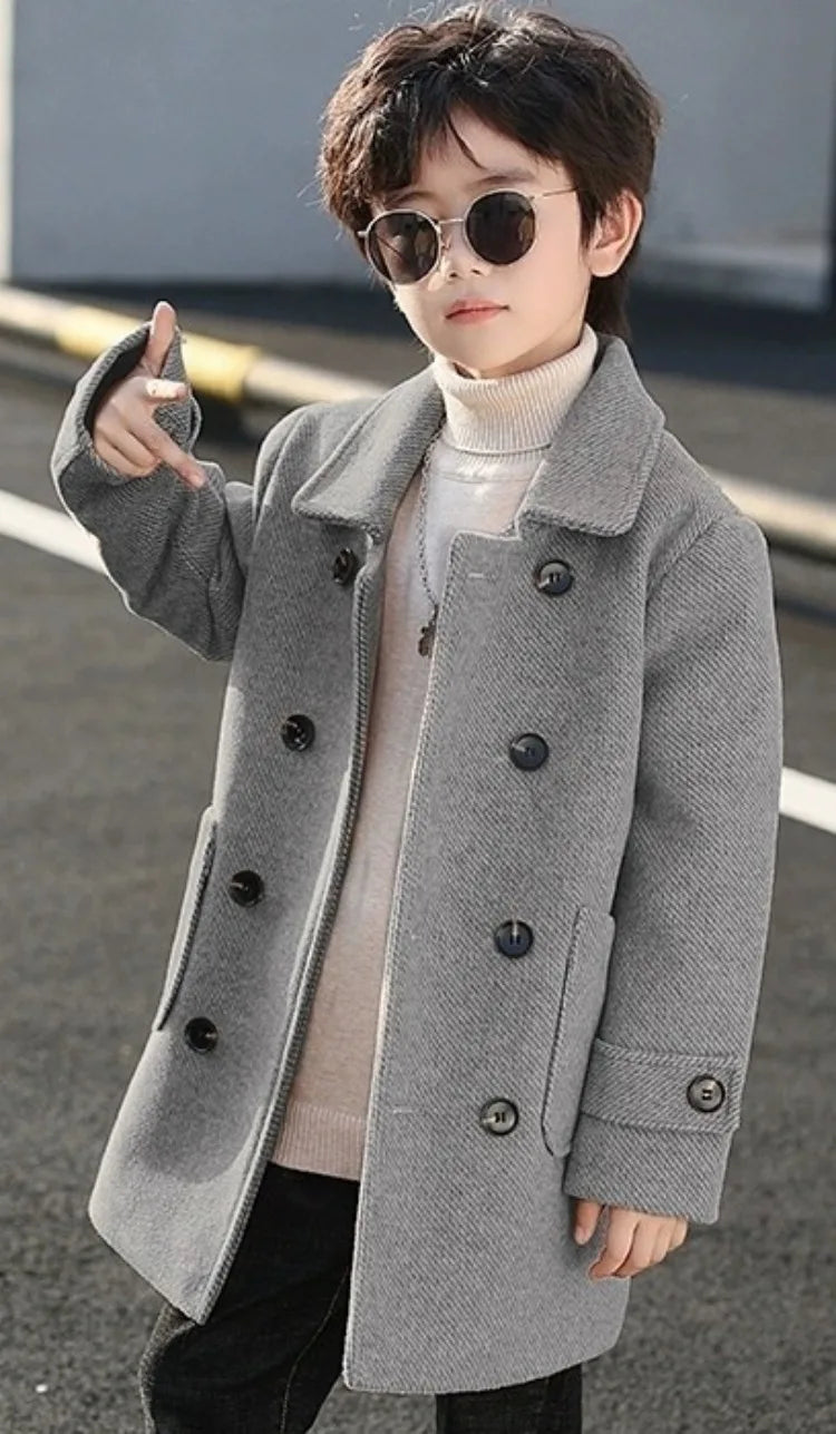 2025 Autumn Winter Kids Korean Style Plus Size Warm Thickened Wool Coat Windbreaker Stylish Outdoor Jacket