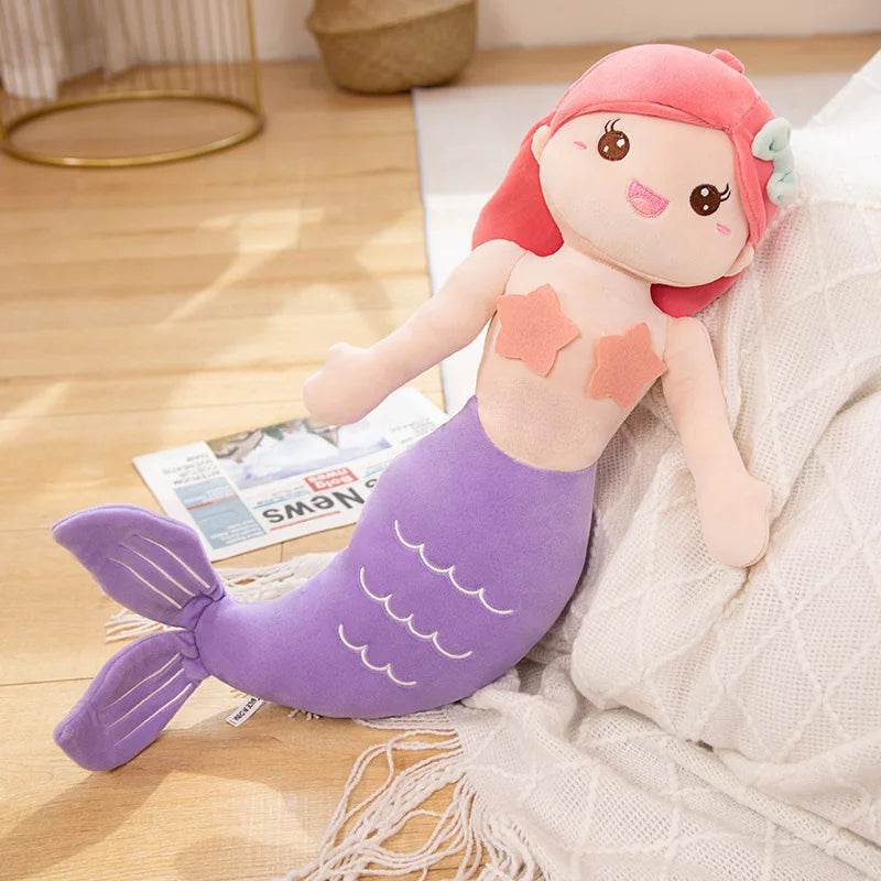 High Quality Cartoon Kawaii Mermaid Plush Toys Soft Animal Plush Pillow Stuffed Toy Princess Dolls Children  Girls Birthday Gift