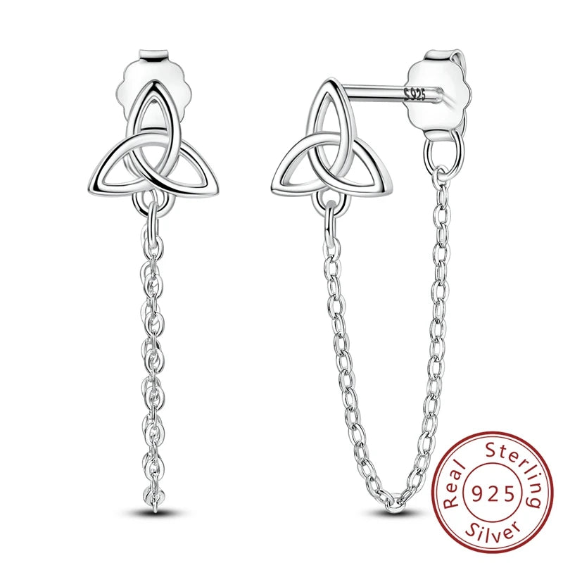 925 Sterling Silver Original Celtic Knots Charms Bead Earrings Ring Bracelet Necklace Series Jewelry Set For Women Men DIY Gift