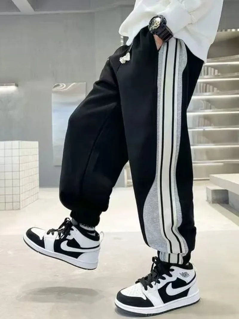 Knit Sport Pants for Boys' Autumn/Winter Casual Wear, Cuffed Joggers, Boys' Sweatpants, Boys' Athletic Pants