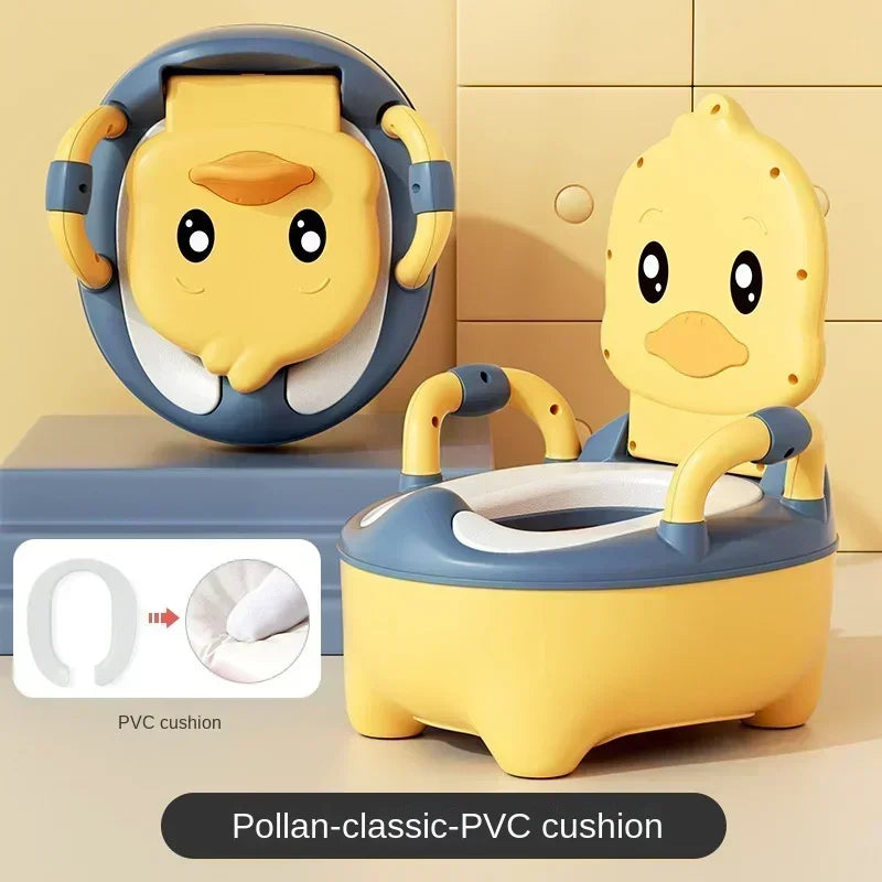 Potty Training Toilet for Kids Household Cute Cartoon Duck Soft Hard Cushion Clamshell Waist Guard Toilet Baby Toilet Supplies