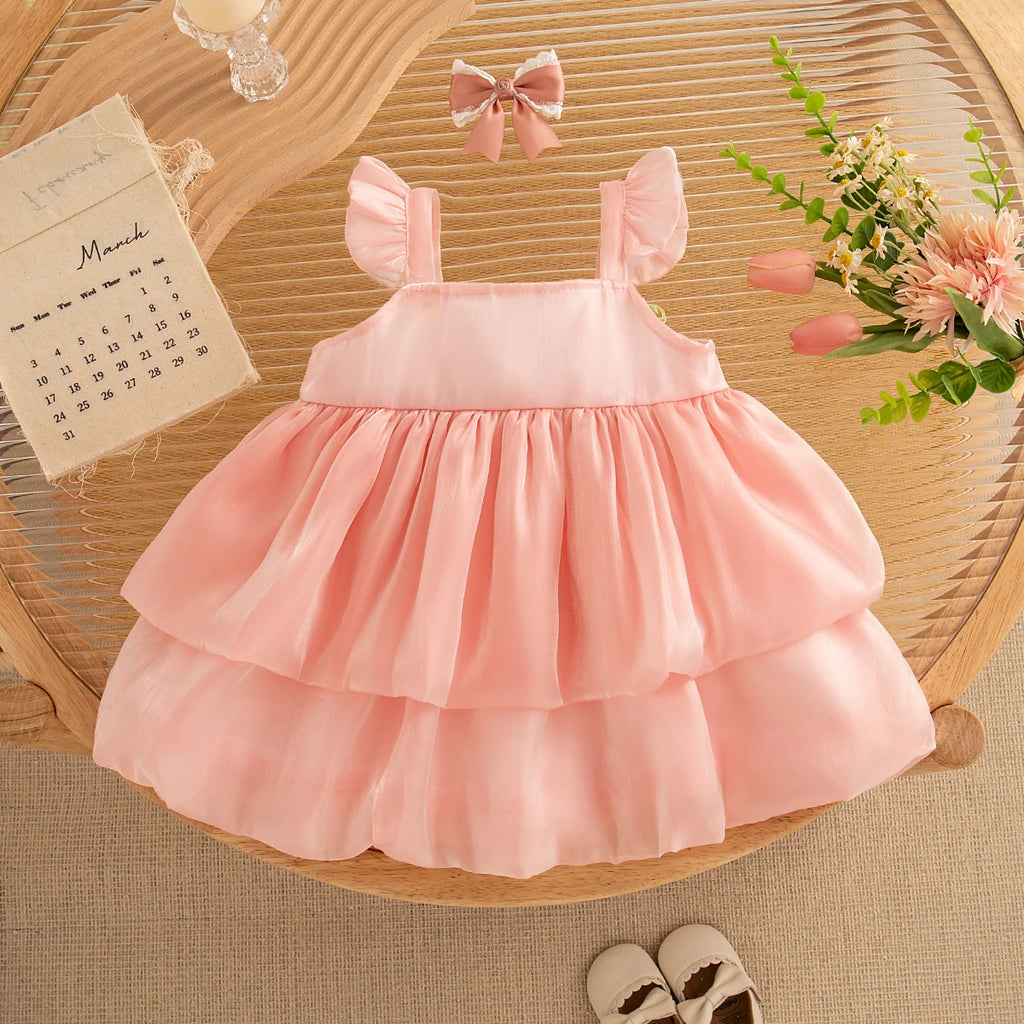 Summer New Sweet Tulip Baby Girl Dress, Cute Ruffled Sleeve Children'S Clothing For Babies Aged 9 Months To 3 Years Old