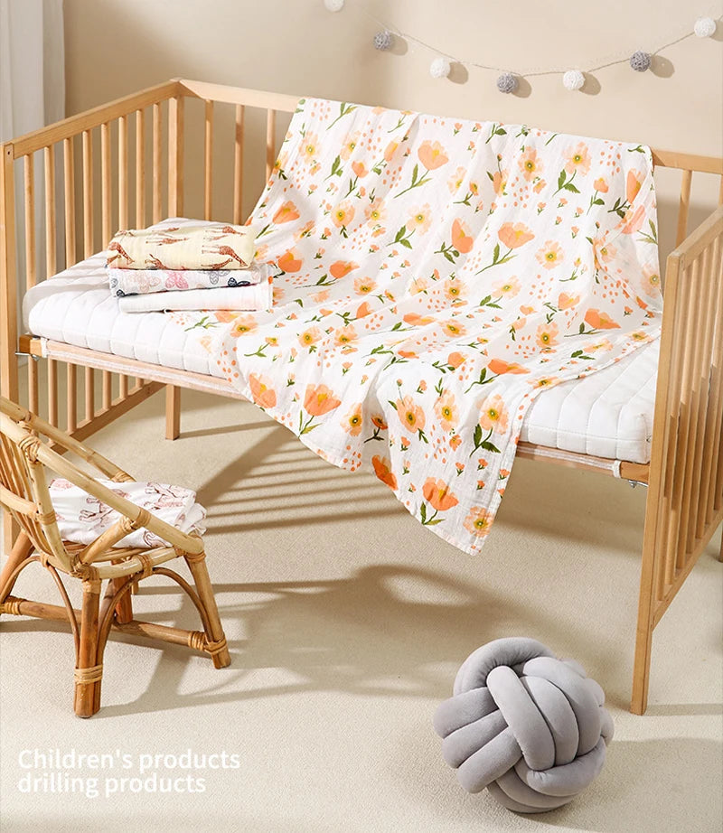 Kids Blankets Animal Pattern 120*110cm Cotton Gauze Cover Newborn Towel Linen Double Layer Cover Baby Blanket