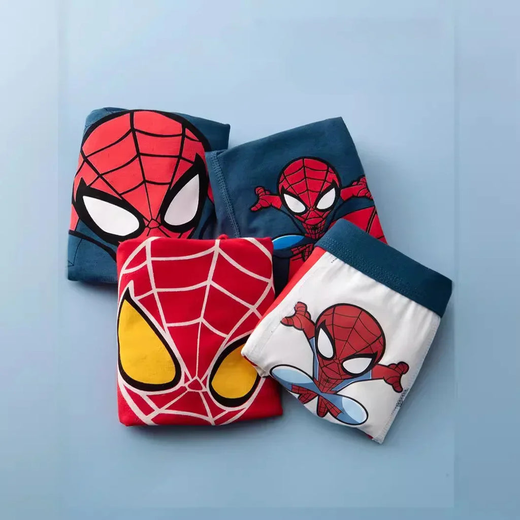 4pcs Marvel Children Underwear Spiderman Figures Briefs Kids Cotton Underwear Avengers Cartoon Print Soft Baby Boy Underpants