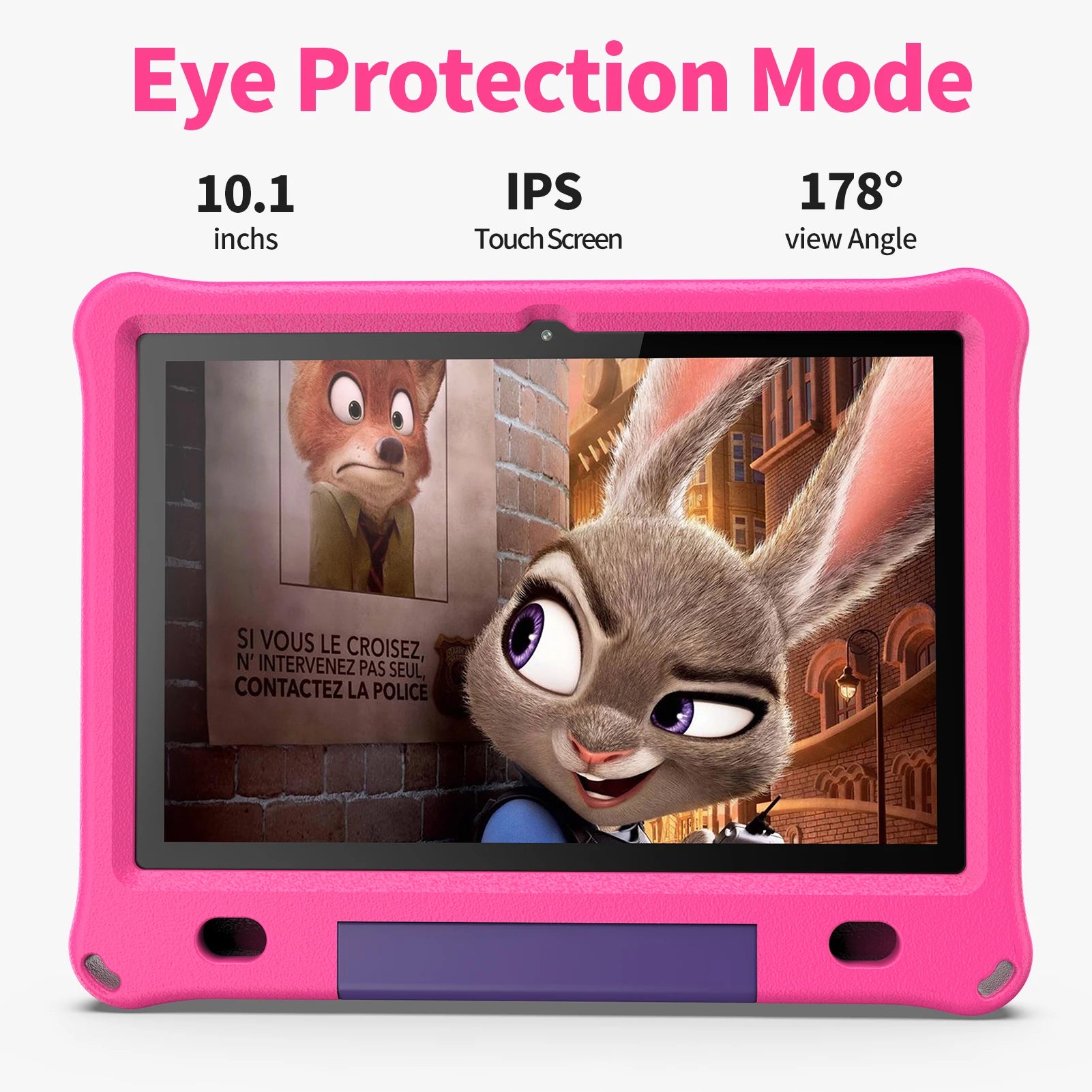Pritom 10.1 Inch Kids Tablet Android 12 WIFI 6 Quad Core Processor 3GB RAM 64GB ROM YouTube with EVA Protective Case