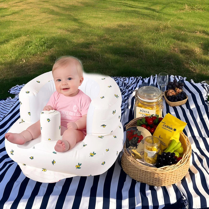 Inflatable Baby Sofa for Babies 3 Months & Up,Children Inflatable Sofa,Baby Seats for Infants, Blow Up with Built in Air Pump