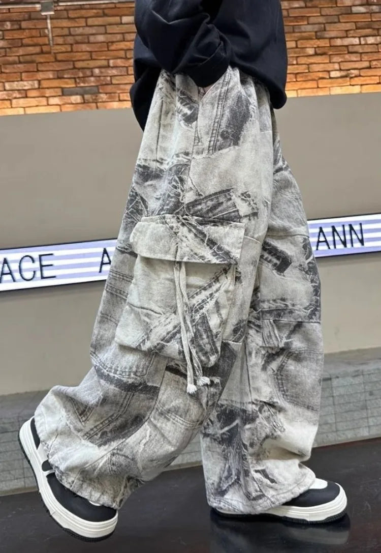 New 2025 Autumn Big Boys Wide-Leg Cargo Pants Loose Straight Comfortable Casual Bestseller for Teen Boys