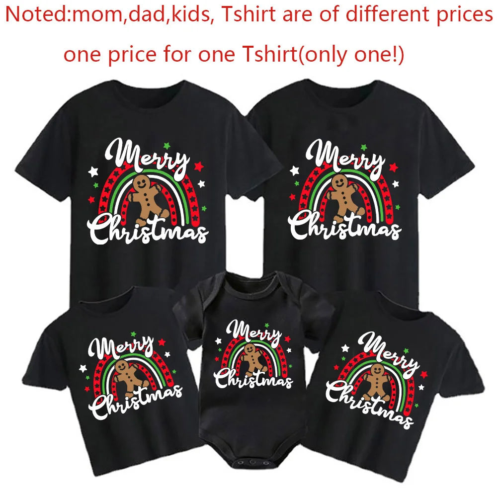 Merry Christmas Family Christmas Matching Outfit Xmas Party Clothes Mom Dad Daughter Son Baby Romper T Shirt Festival Family Set