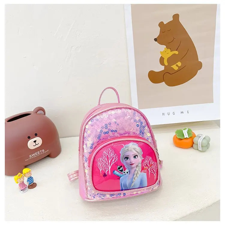Disney Frozen Girls Backpack Elsa Princess New Girls Backpack Cartoon Cute Sequins Fashion Trend Kindergarten School Bag
