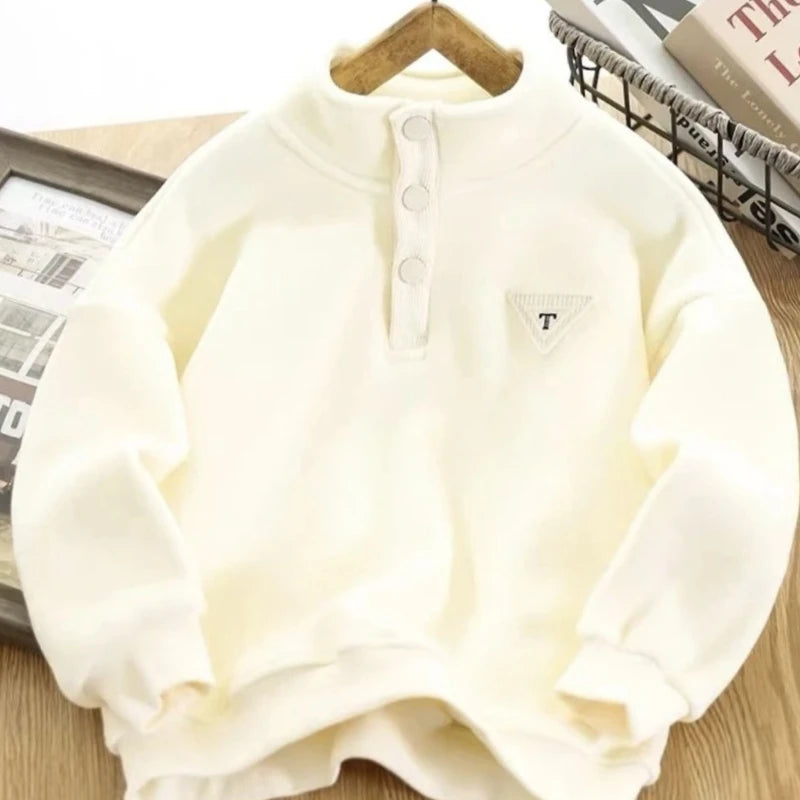 High-Quality Winter Kids' Double-Sided Fleece Lined & Thickened School Uniform Must-Have Mid-Big Size Sweatshirt