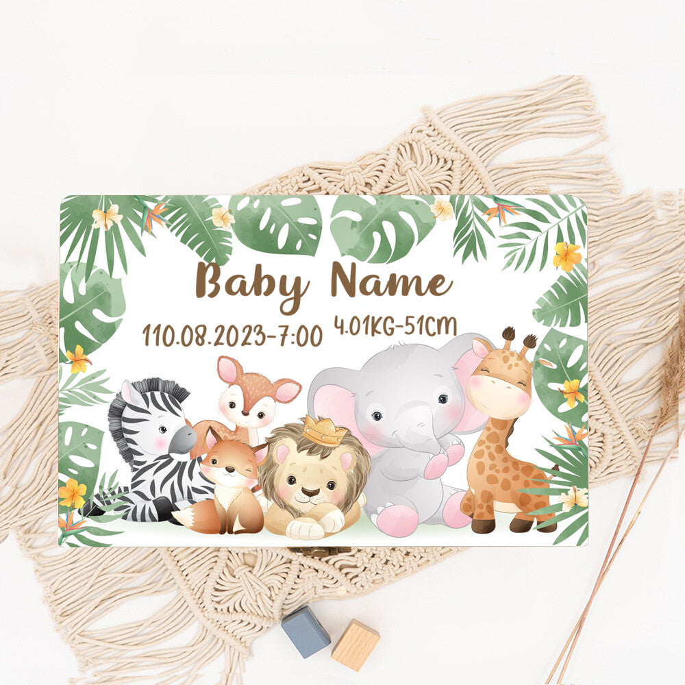 Personalized Baby Memory Box Custom Forest Animal Wooden Box Newborn Shower Gift Infant Birth Stats Present Baby Storage Box