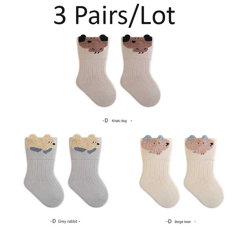 3/5 Pairs Cartoon Newborn Socks Children'S Socks Spring And Autumn Cute Boy Girls Kids Toddler Socks Baby Accessories