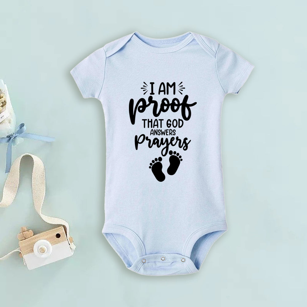 Proof That God Answers Prayers Baby Bodysuit Little Answered Prayer Romper Baby Announcement Bodysuits Newbron Shower Gift