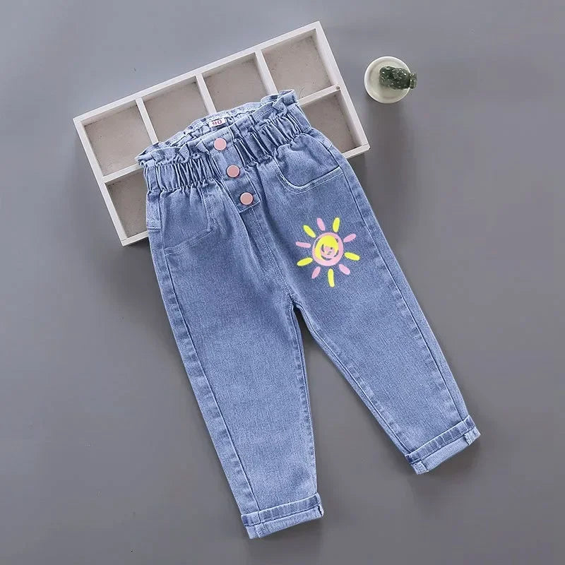 Kids Baby Girls Casual Clothes Jeans Pink Bow Trousers Toddler Infant Denim Clothing Pants Children Bottoms 1 2 3 4 5 6  Years
