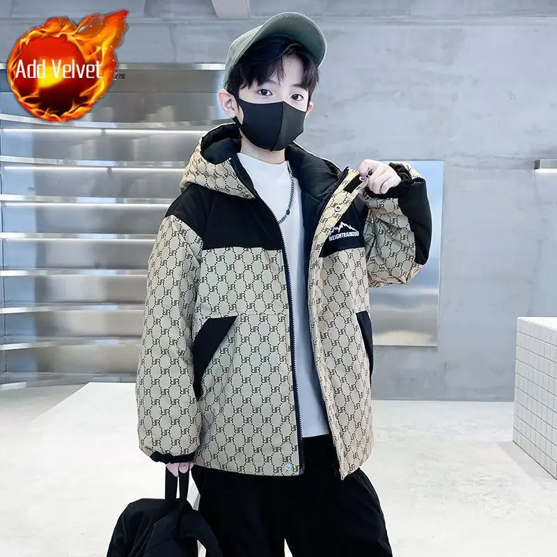 2025 New Boys' Thickened Winter Coat with Hood, Fleece-Lined Parka Jacket for Toddler Boys, Stylish & Warm Winter Wear