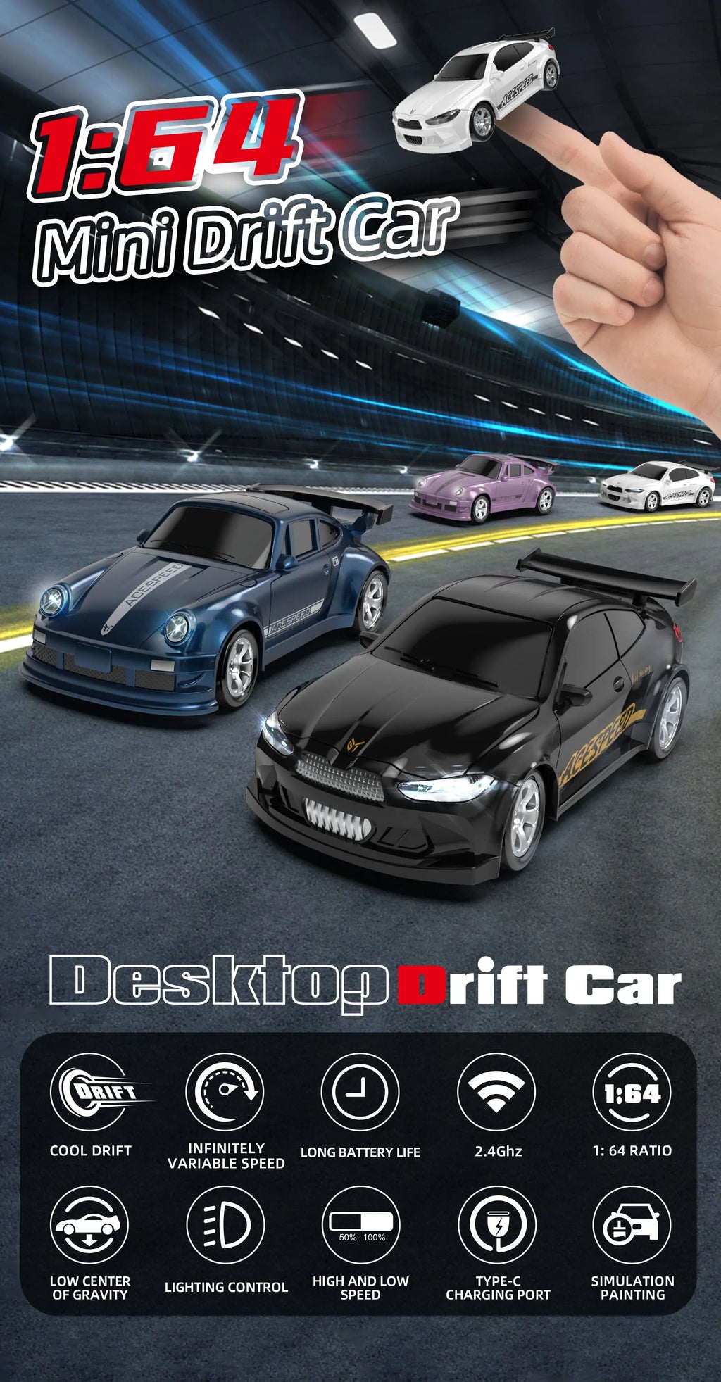 Fqd23 Fqd25 1/64 Rc Car 2.4g 4wd Mini High Speed Racing Car Simulation Car Model Toy Remote Control Drift  For Kids Gifts