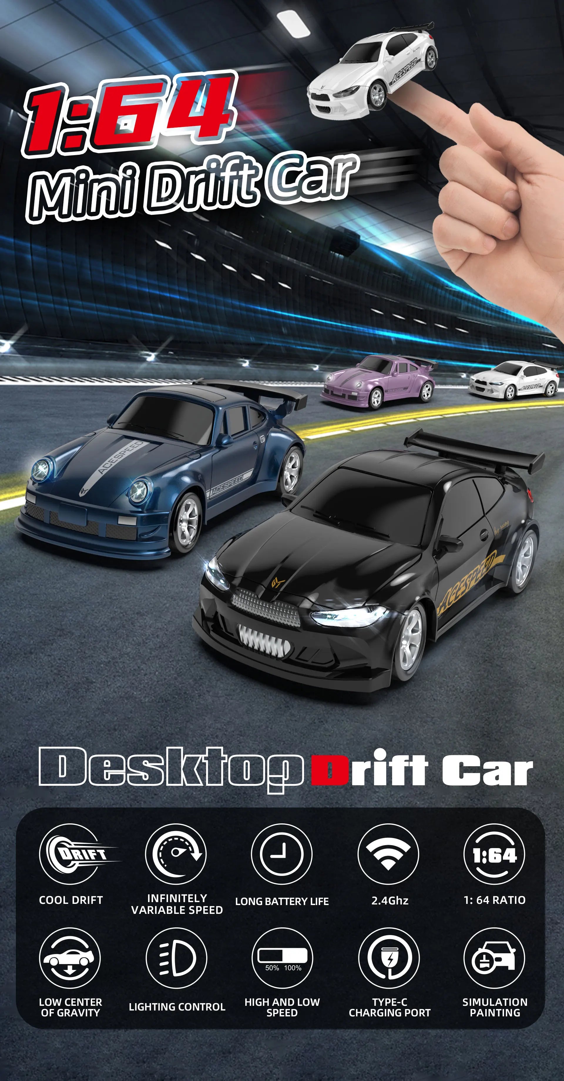 Fqd23 Fqd25 1/64 Rc Car 2.4g 4wd Mini High Speed Racing Car Simulation Car Model Toy Remote Control Drift  For Kids Gifts