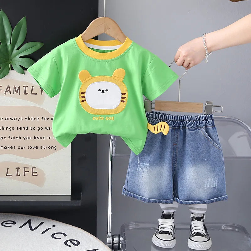 New Summer Baby Clothes Suit Children Boys T-Shirt Shorts 2Pcs/Sets Infant Girls Clothing Toddler Cartoon Costume Kids Outfits