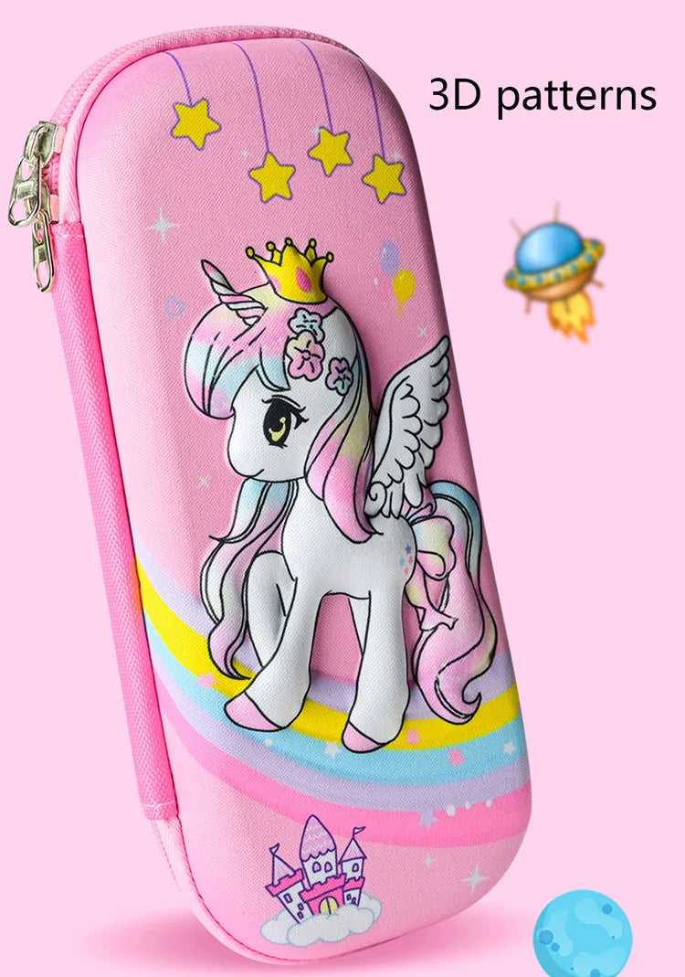 EVA Pencil Case Kawaii School Stationery 3D Dinosaur Pen Case School Supplies Cute Rocket High Capacity Pencil Box