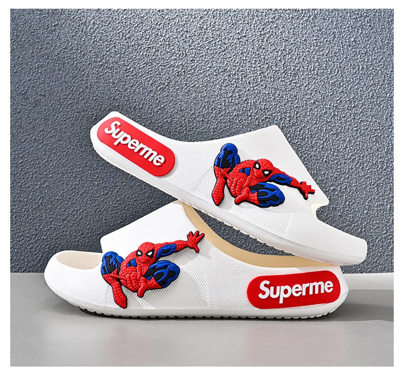 Disney Children Home Slippers Kids Cartoon Spiderman Boys Girls Soft Sole Shoes Anti-Slip Beach Slippers Size 24-45