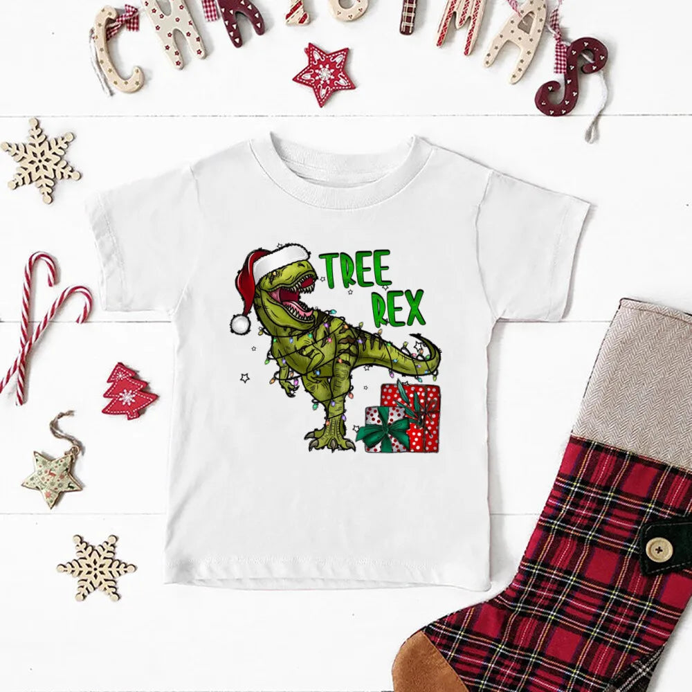 Christmas Kids T-shirt Xmas Boys Girls Clothes Christmas Party Kid Gift Shirts Xmas Children Short Sleeve Shirt Child Outfits