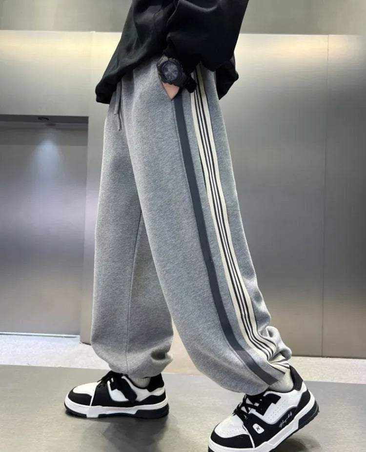 2025 New Release Boys' Wide-Leg Pants - Breathable Sporty Straight Leg for Boys 120-170cm, Spring Autumn Streetwear Casual Wear