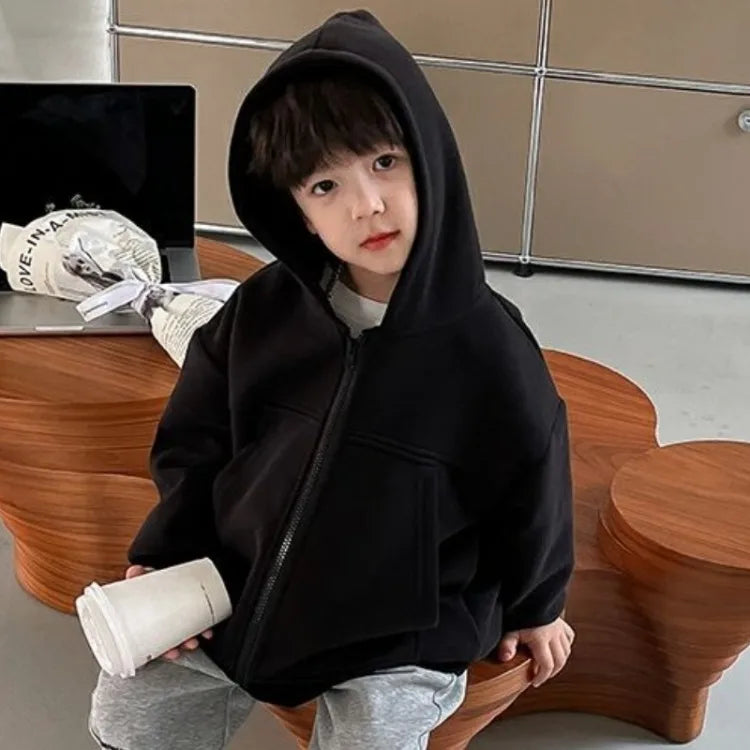 2025 New Boys' Toddler Autumn Spring Stylish Fashionable Hooded Hoodie Jacket - Cute Baby Kids Outerwear Top