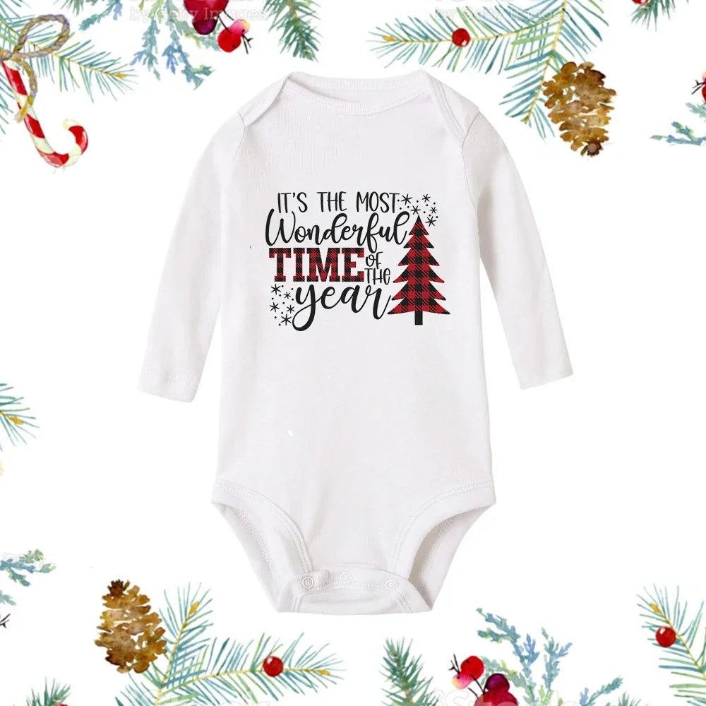My First Christmas Newborn Baby White Long Sleeve Romper Cartoon Snowman Print Outfit Infant Baptism Bodysuit Clothes Xmas Gift