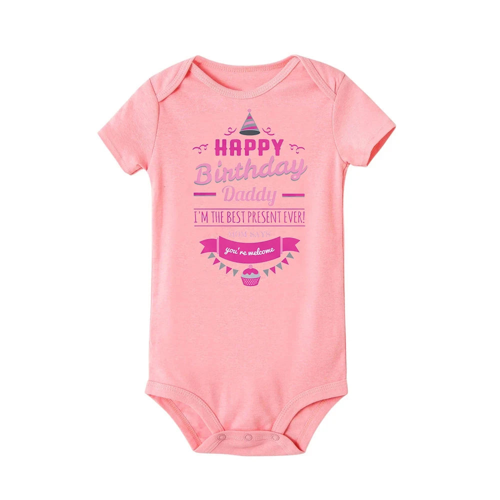 Happy Birthday Daddy Newborn Baby Bodysuit Gender Neutral Baby Stuff Infant Clothes Twins Outfit Romper Father Birthday Present
