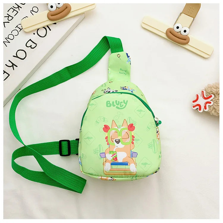 Bingo Friends Children's Bag Cute Bluey Family kids Chest Bag Kindergarten Cartoon Light Crossbody Bag Halloween Christmas gift