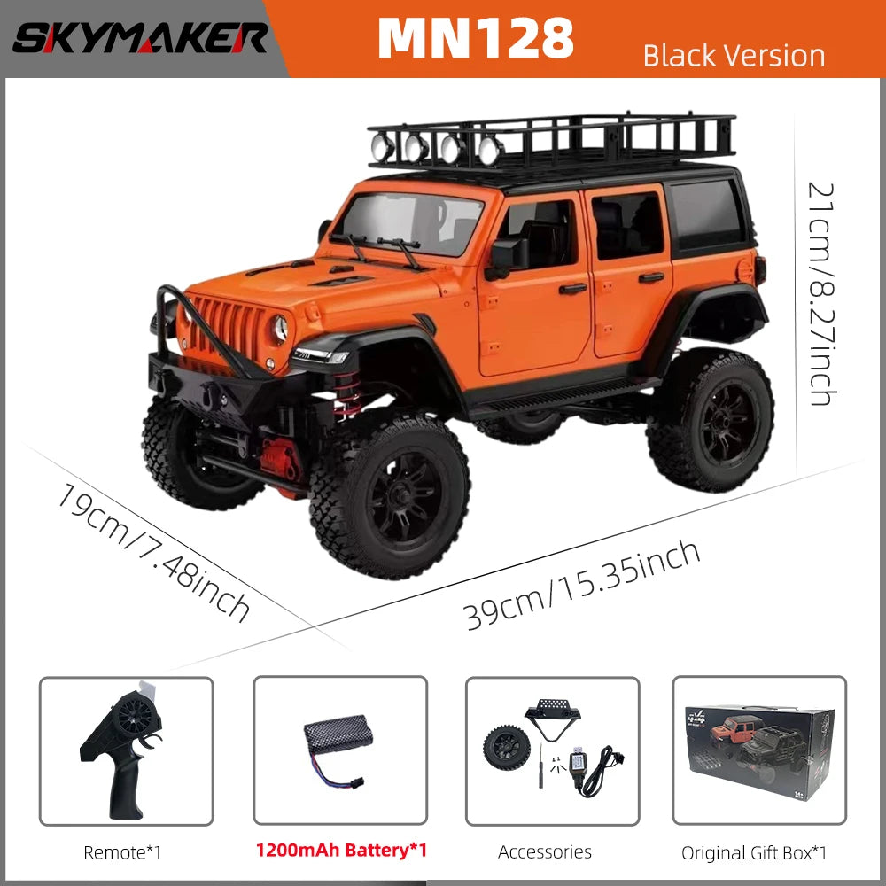 MN128 1/12 RC Car 4WD Jeep Model 2.4G Remote Control LED Light 4X4 Off Road 4WD Climbing RC Truck Electric Toy Car Gift for Boy