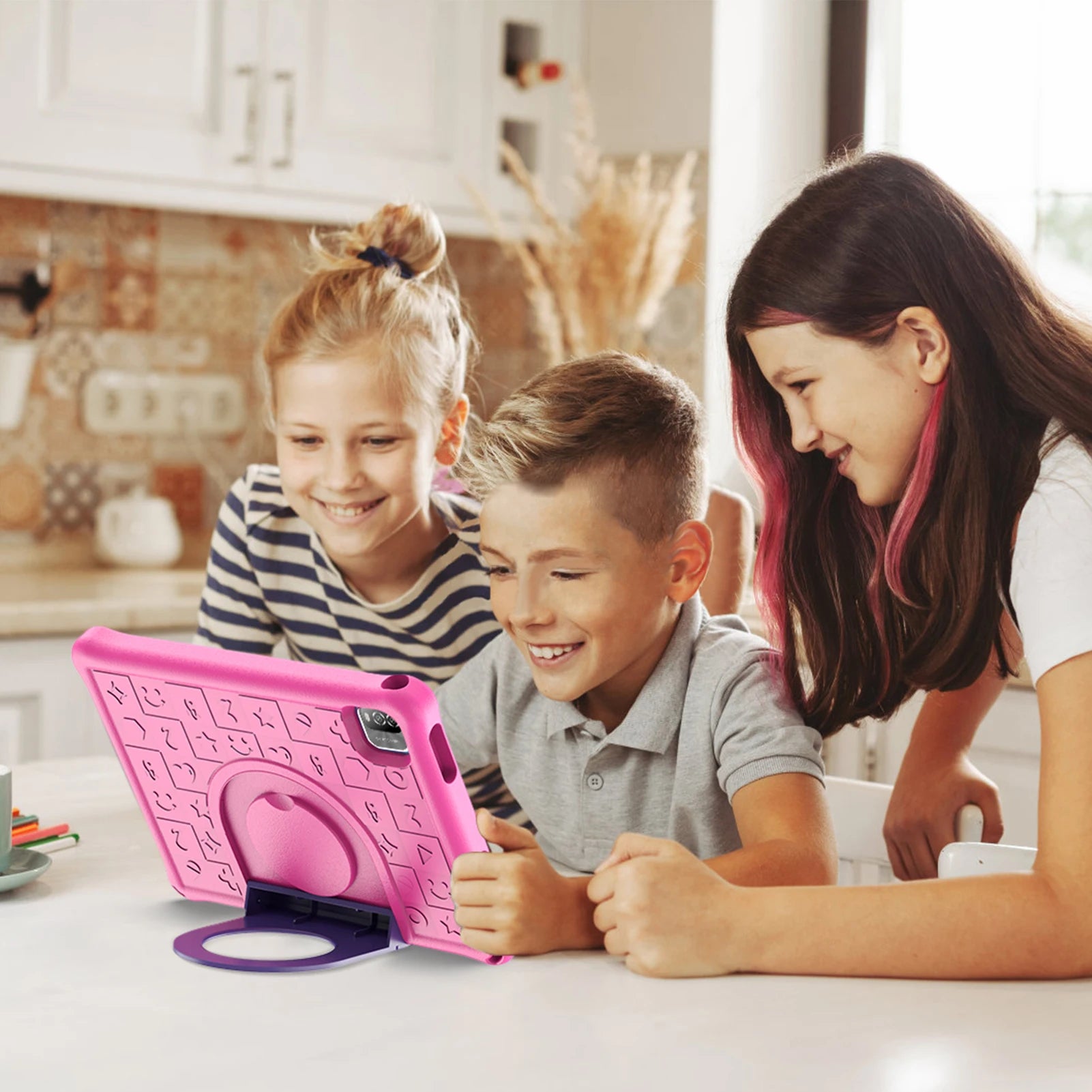 Pritom 10.1 Inch Kids Tablet Android 12 WIFI 6 Quad Core Processor 3GB RAM 64GB ROM YouTube with EVA Protective Case