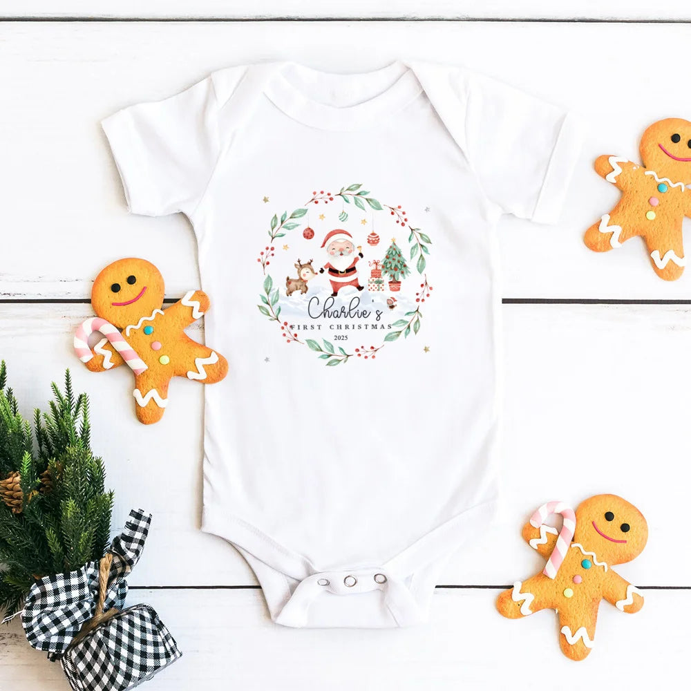 Personalised Baby First Christmas Rompers Newborn First Christmas Outfit Babies 1st Xmas Gift Idea Little Reindeer Xmas Cloth