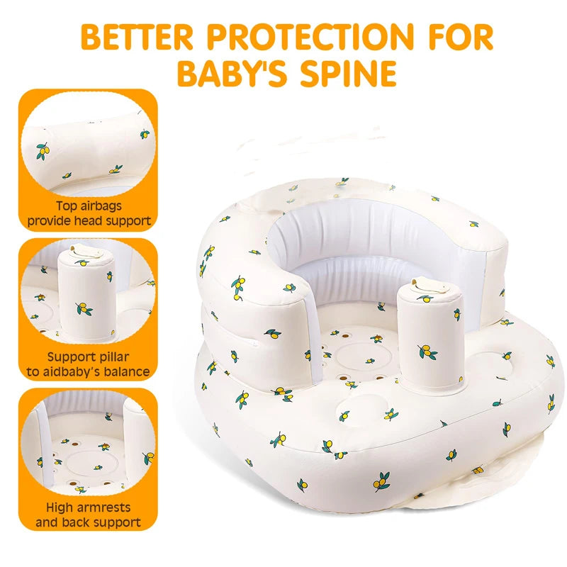 Inflatable Baby Sofa for Babies 3 Months & Up,Children Inflatable Sofa,Baby Seats for Infants, Blow Up with Built in Air Pump