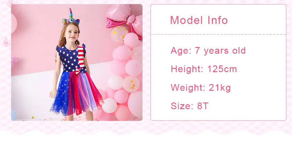 VIKITA Kids Summer Dress Girls Mermaid Print Princess Dress Flying Sleeve Toddlers Birthday Party Tutu Dress Children Clothing