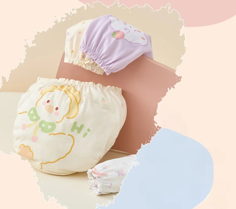 4PCS Cotton Soft Antibacterial Briefs for Girls Breathable Comfort Panties 3+y Young Children Clothing Kids Cute Print Underwear
