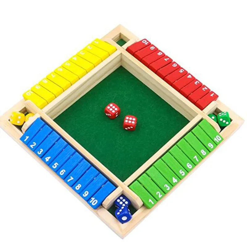 Four-Sided Flip Card Games Intellectual Educational Game Box Dice Toys Parent-Child Games Shut Wooden Number Game Board Games