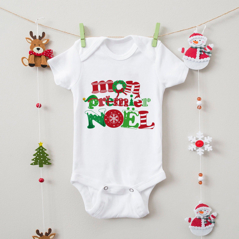 First Christmas Newborn Bodysuit Body Baby Clothes Kids Playsuit Xmas Party Gift Boys Girls Rompers Short Sleeve Infant Jumpsuit