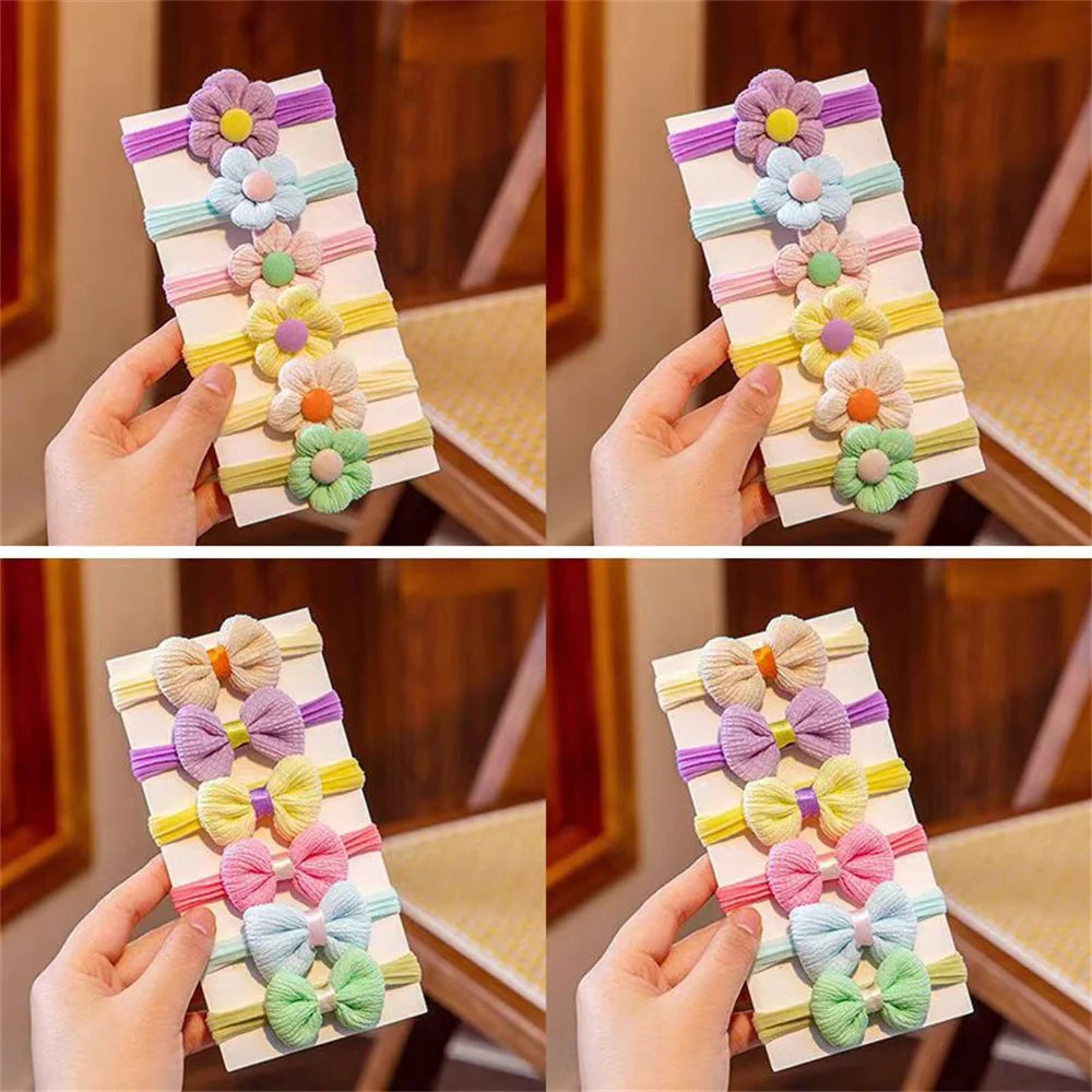 12PCS New Cut Hair Ties Princess Sweet Flower Bow Girls Women Elastic Hair Bands Hair Accessories Headwear