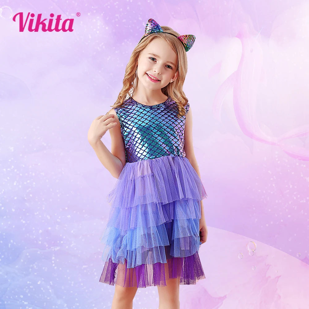 Girls Perform Mermaid Dress Children Princess Tutu Dress Toddlers Summer Prom Dresses Kids Birthday Party School Casual Clothes