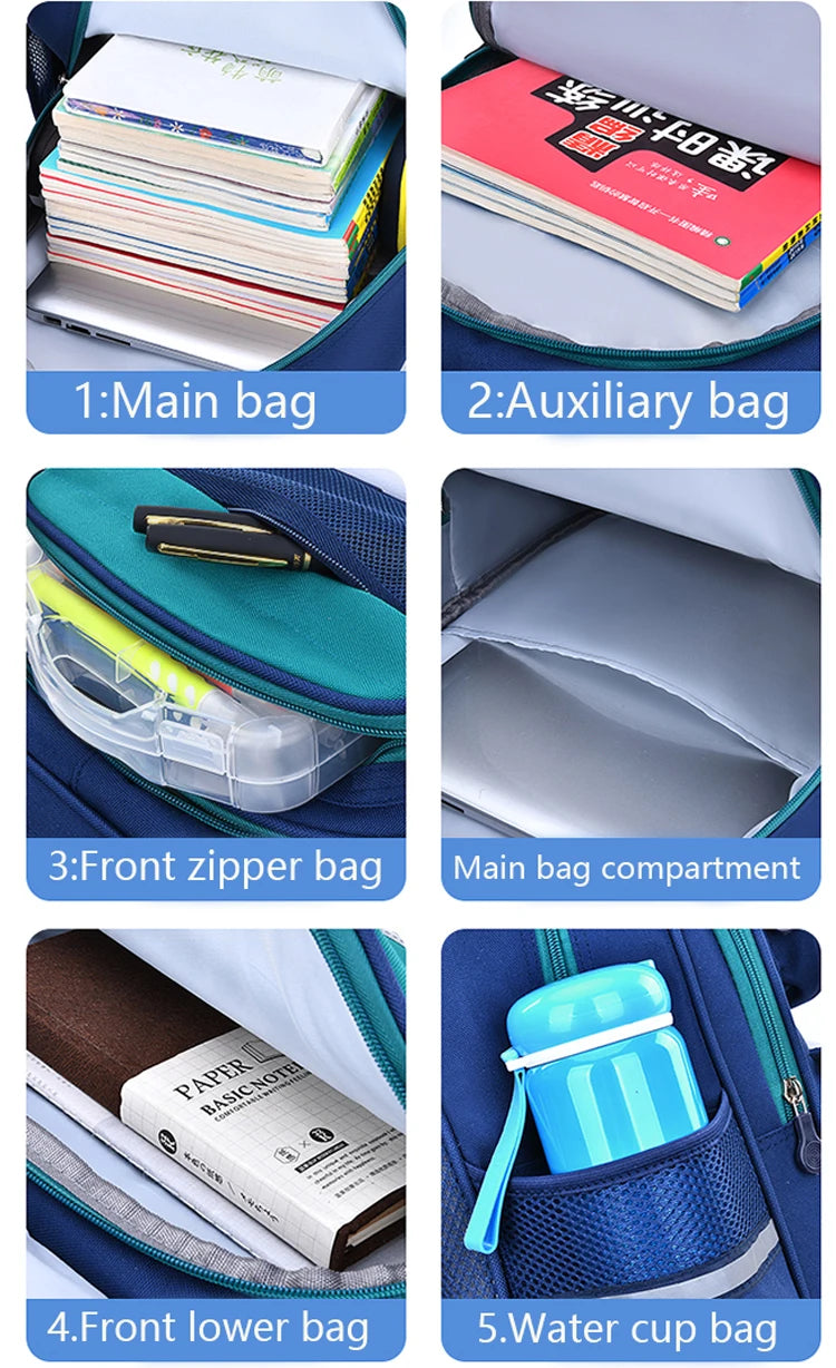 Neuer Kinderrucksack, modisches Design, farblich abgesetzt, leicht, hochwertig, Schulrucksack für Jungen und Mädchen, grün