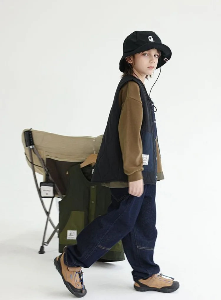 2025 New Winter Boys' Vest Stylish Children's Winter Jacket Baby Boy Sleeveless Waistcoat Outerwear for Toddler Boys