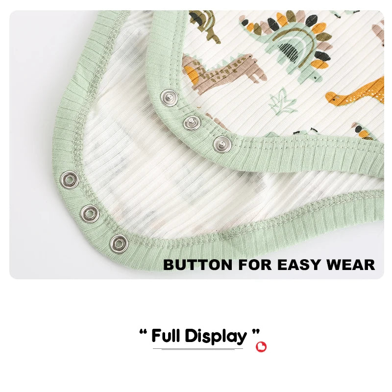 Kiddiezoom summer three piece unisex fashionable cartoon boy and girl jumpsuit 100% pure cotton soft newborn jumpsuit