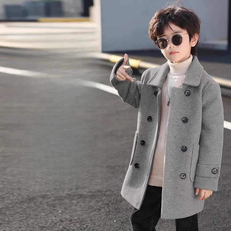 2025 Autumn Winter Kids Korean Style Plus Size Warm Thickened Wool Coat Windbreaker Stylish Outdoor Jacket