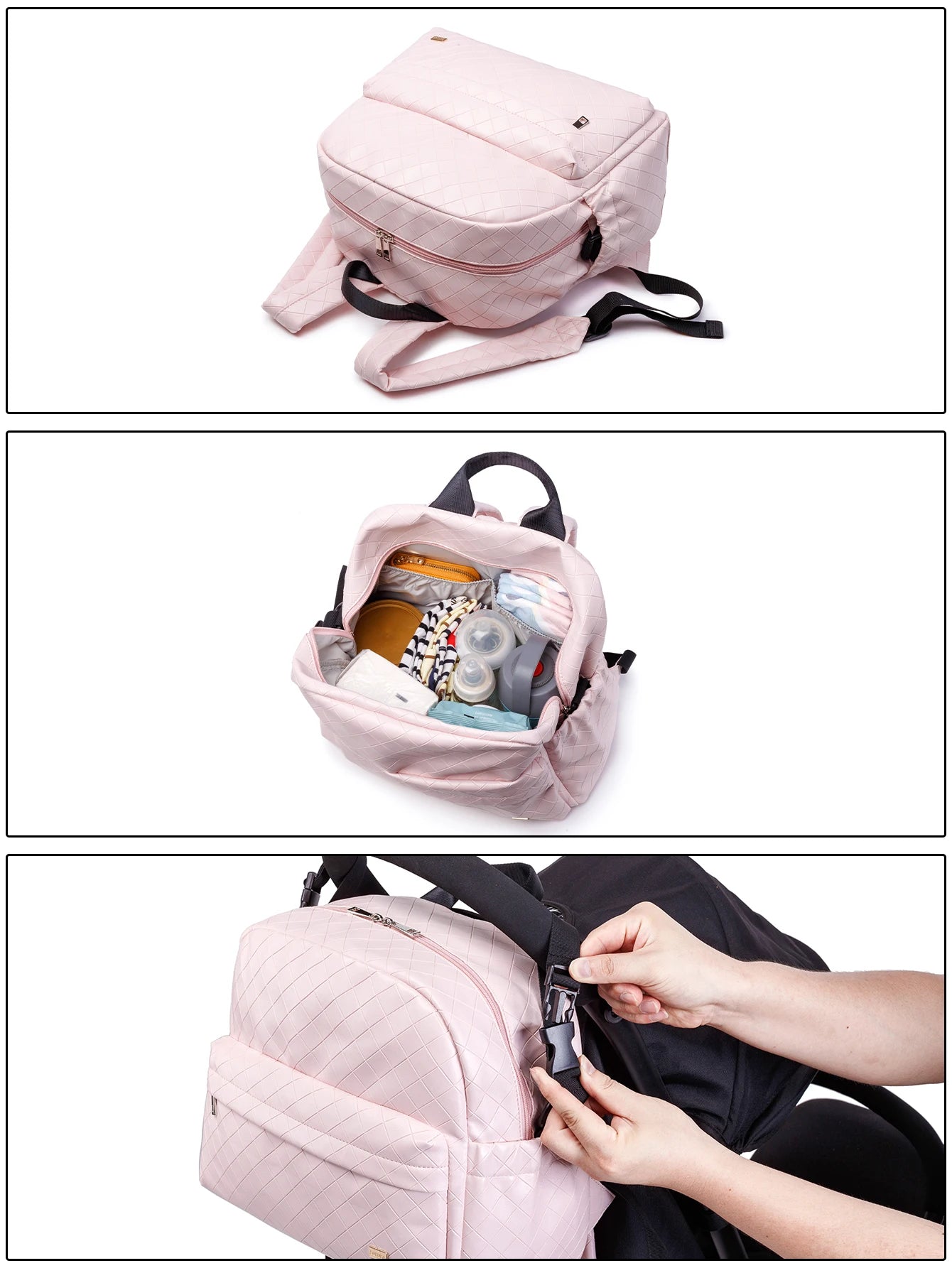 Fashion Diaper Bag for Newborn Baby Waterproof Light Weight Protable Mommy Diaper Backpack for Quick Outing Nappy Changing Bag