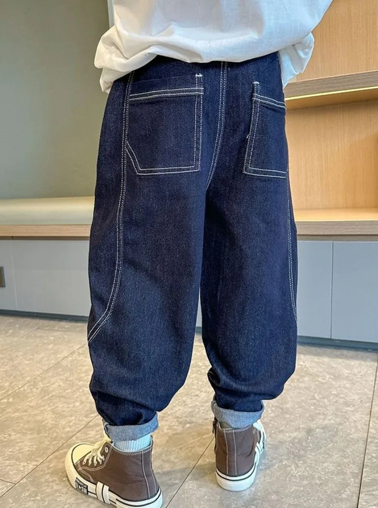 Designer Boys Autumn Winter 2025 New Casual Stretchable Denim Jeans Long Pants Boys' Fashionable Trousers
