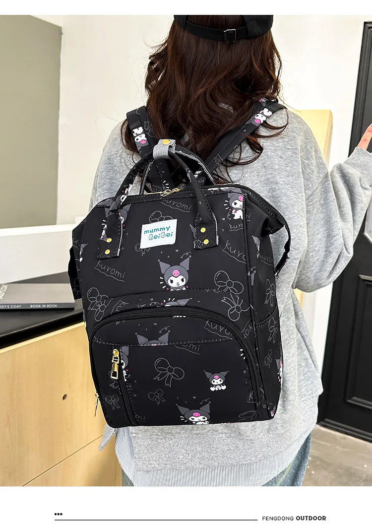Kuromi New Diaper Bag Backpack Cartoon Cute Baby Diaper Bag Backpack Multifunctional Fashion Lightweight Baby Bag Large Capacity
