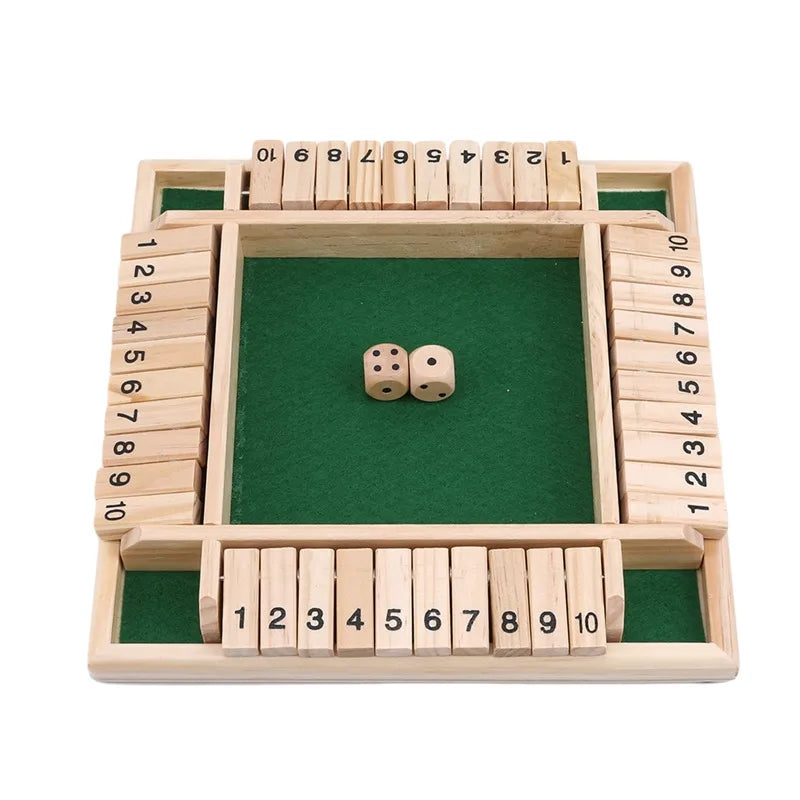 Four-Sided Flip Card Games Intellectual Educational Game Box Dice Toys Parent-Child Games Shut Wooden Number Game Board Games